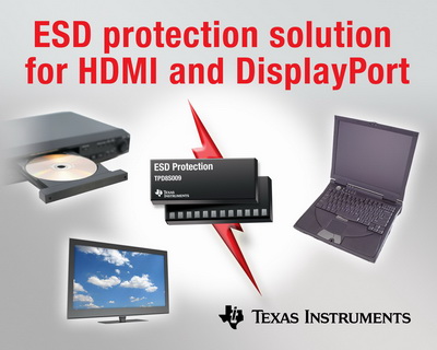 TI针对HDMI与DisplayPort推1000UF 35V出高灵活八通道ESD治理方案